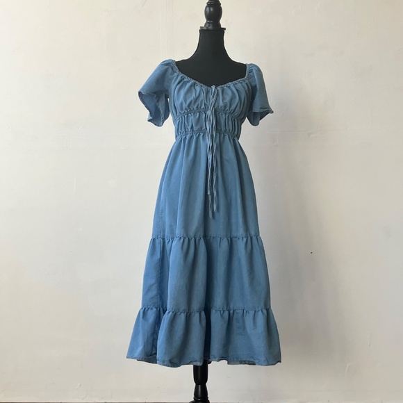 Chambray whimsical western bohemian dress - Picture 2 of 13